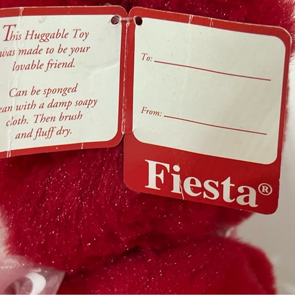 Fiesta Teddy Bear Valentine Plush Stuffed Gift Red White 13" - Picture 5 of 6